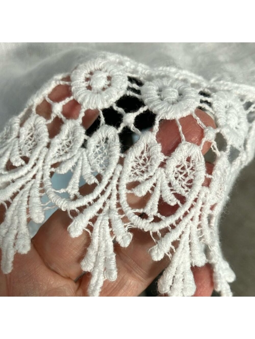 White Linen Lace Trim Short Sleeve Top  Made in Italy - Picture 4 of 6